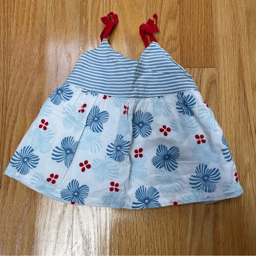 Janie and Jack striped and flower Red, white, and blue tank top.Size 6-12 months